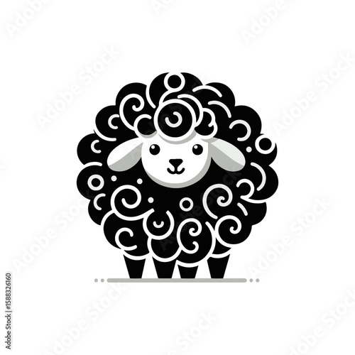 A sheep with curly wool shaped like cotton candy