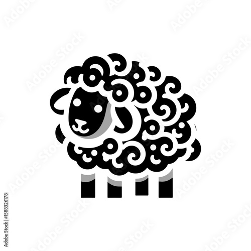 A sheep with curly wool shaped like cotton candy