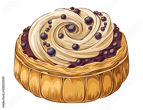 Fruity Spiral Dessert Delight - Vector Illustration