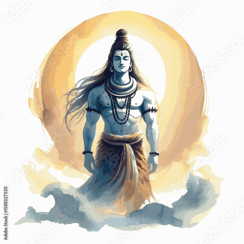 Foto Ganga's Source: Lord Shiva isolated watercolor vector illustration svg