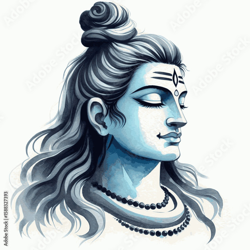 Obraz na płótnie Himalayan Stillness: Lord Shiva isolated watercolor vector illustration svg