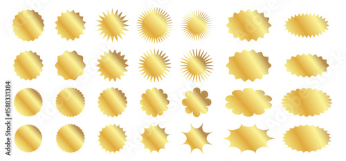 Gold badge and burst label vector collection
