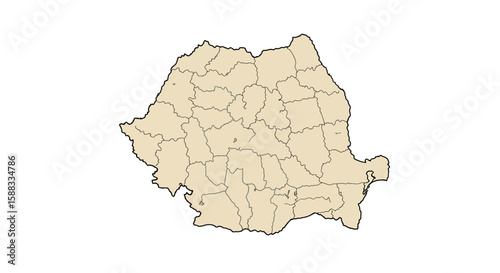 Detailed Romania Map Geographic Regions and Country Borders Visualized for Travel and Cartography Studies 