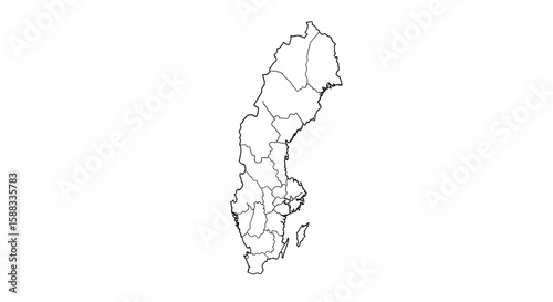 Sweden Map Outline Geography and Regions of the Scandinavian Nation for Educational and Design Use