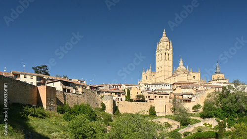 The ancient walls of Segovia and the Tower of the Cathedral