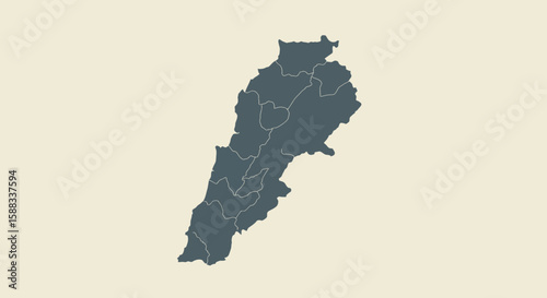 Lebanon Silhouette Detailed Map Outlining Regions, A Focus on Lebanese Geography and Political Divisions