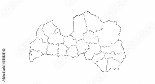 Detailed Map of Latvia Outlines of Regions and Administrative Divisions for Geographic Studies