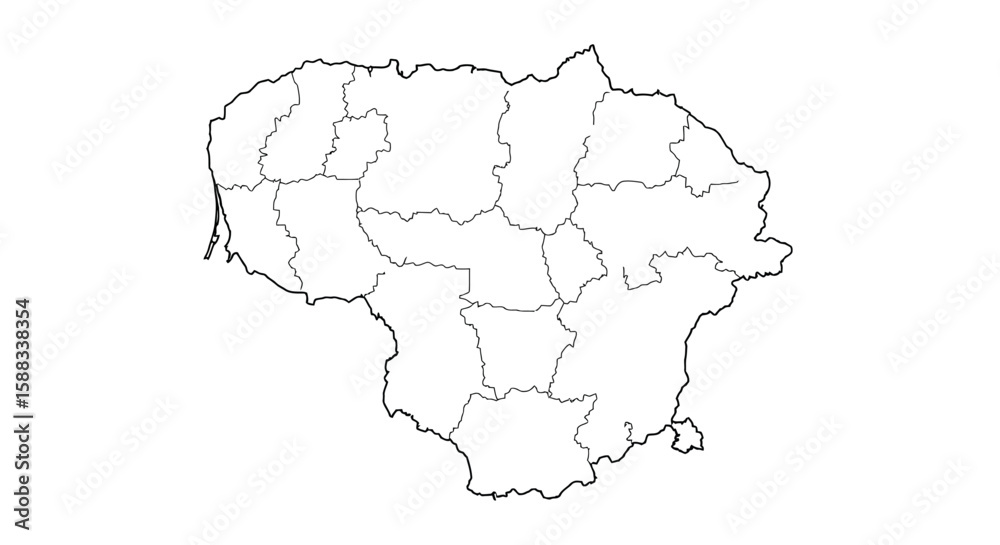 Obraz premium Lithuania Map Outline A Clean Vector Illustration for Geographical & Educational Projects.