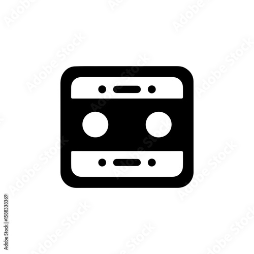 a square-headed robot with black and white blinking eyes without shadows
