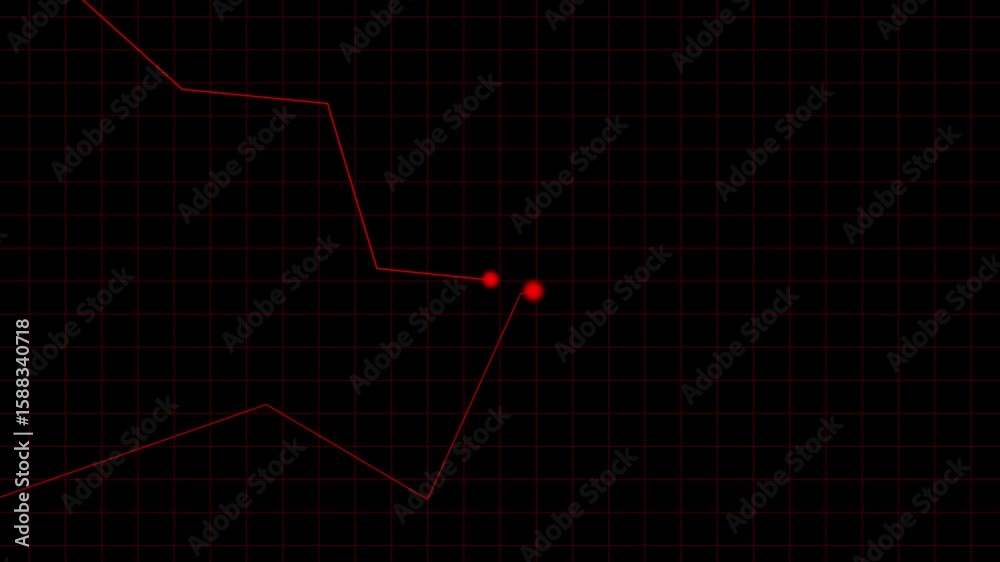 Glowing red line graph animation depicting network and digital data. Animated red line graph on dark background for data analysis visuals. Glowing red line graph animation depicting network and digital data. Animated red line graph on dark background for data analysis visuals.