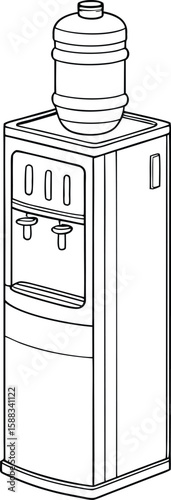 Water cooler dispenser design, a minimalist outline graphic element for company branding