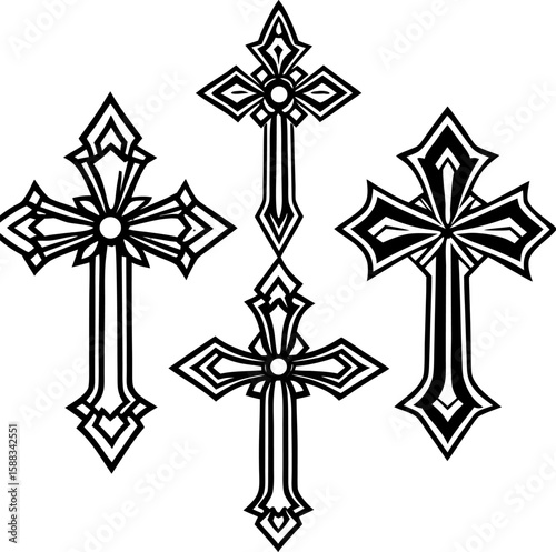  Gothic Cross Lino Cut Symbol Set