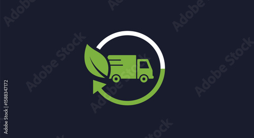 Green Delivery Truck Logo with Circular Arrow