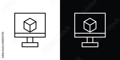 Virtual machine icon. Thin linear web icons