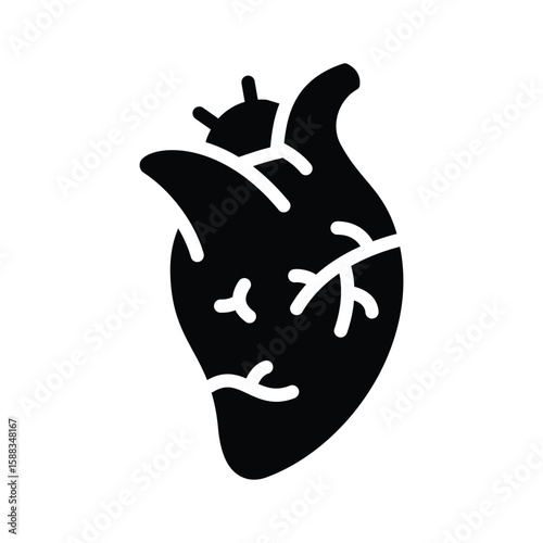 Well crafted glyph icon of human heart chamber