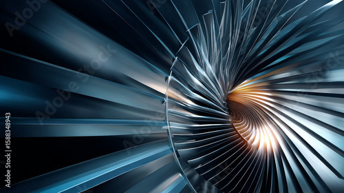 Wallpaper Mural Close-up of a wind turbine blade in motion, futuristic detailing, dynamic lighting. Turbine Blades, High Precision Engineering. Large Fan Stack Torontodigital.ca