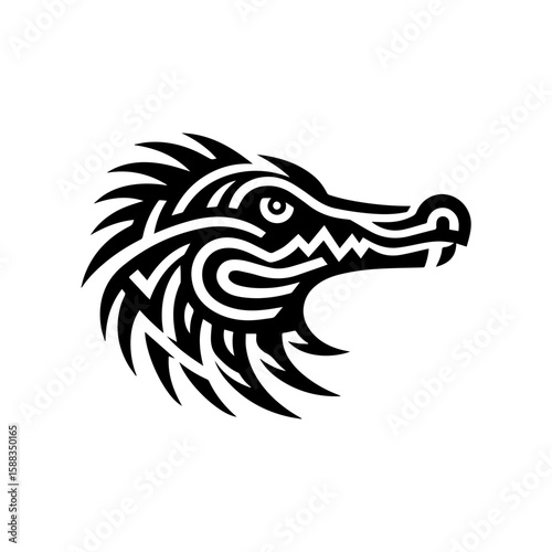 Wallpaper Mural a tribal crocodile head with jagged lines Torontodigital.ca