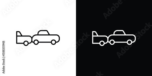 Rear end collision icon. Thin linear web icons