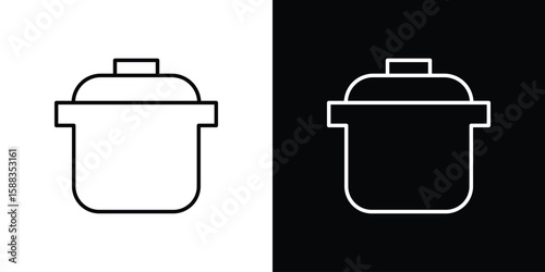 pressure cooker icon. Thin linear web icons