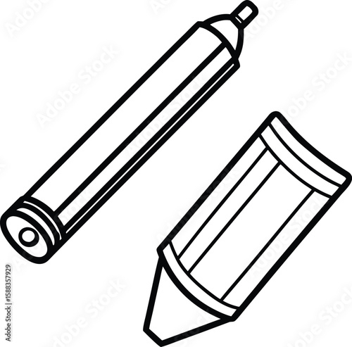 Flat Line Art of Pastel Pencil and Pencil Grip Set