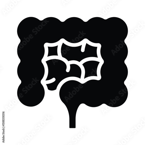 A customizable glyph icon of intestine digestive organ