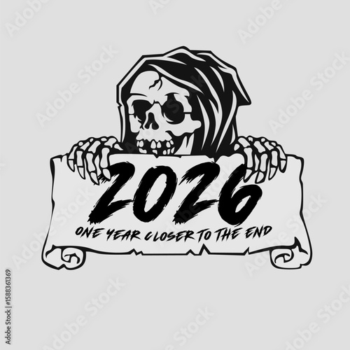 2026 Grim Reaper header Calendar – Dark Gothic Illustration