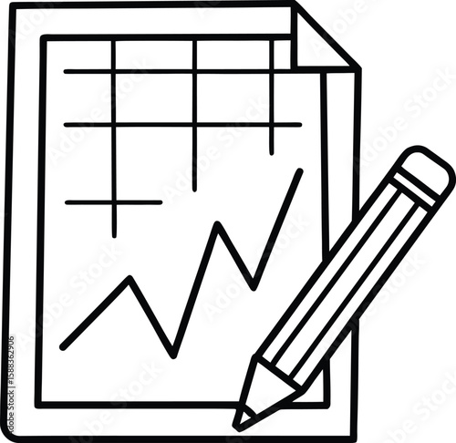 Flat Vector Pastel of Graph Paper and Pencil Combo
