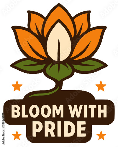 Lotus flower bloom with pride on a colorful background