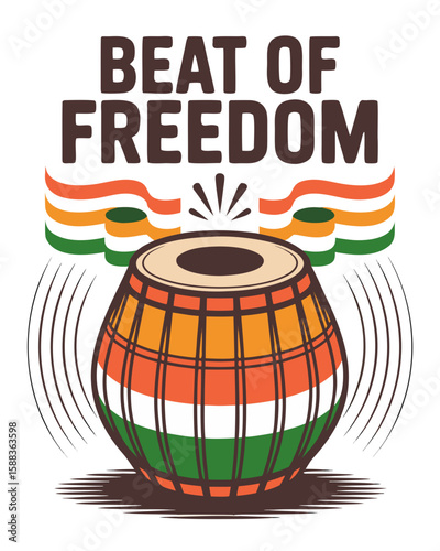 Beat of Freedom drum design with Indian flag colors