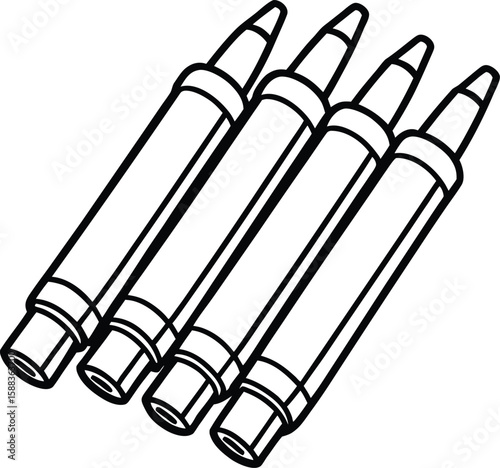 Line Art Pastel Illustration of Colored Gel Pen Set