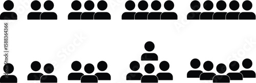Groups of People Icons: User Count, Audience & Team Representation – Visualizing Population, Community, Crowds, and Social Network Metrics