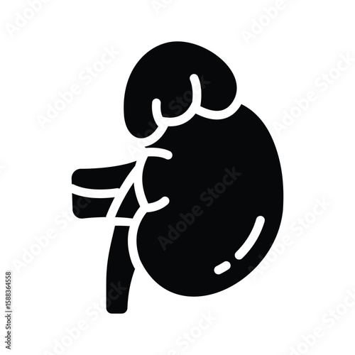 Easy to edit glyph icon of adrenal gland organ