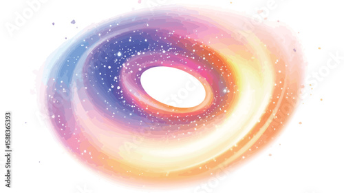 Abstract galaxy background with swirling colorful cosmic clouds and stars, vibrant space-themed vector design featuring dynamic motion, deep space colors, and a dreamy nebula effect
