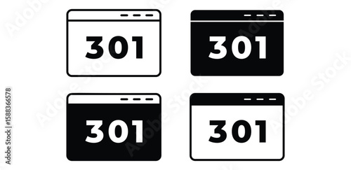 Vector Icon Set Showing a 301 Redirect within Browser Windows Illustration