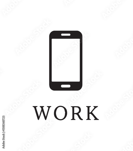 Black smartphone icon with word work mobile technology