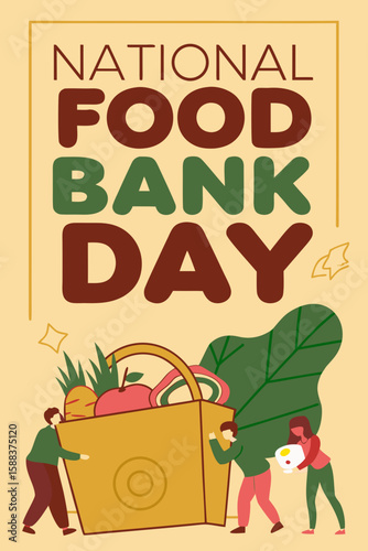 National food bank day illustration, helping those in need 