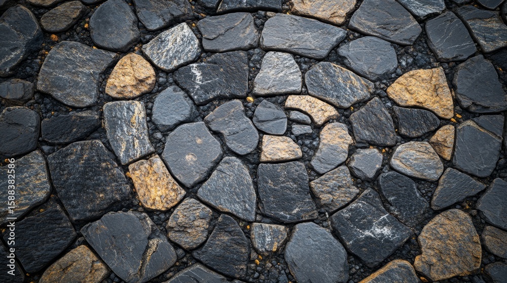 Fototapeta premium Intricate Stone Pavement Texture with Varied Tones and Irregular Shapes