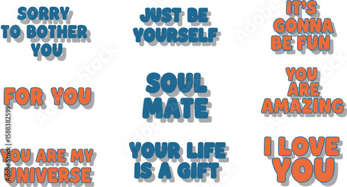 Inspirational quotes and positive affirmations for motivation and personal growth design elements set editable