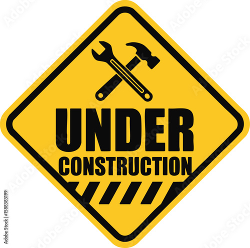Under Construction Warning Sign Safety Notice Work Zone Hazard Alert Maintenance Ongoing Building Repair Development Project Site

