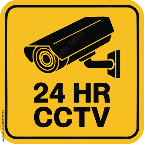 24 Hr Cctv Surveillance Security Camera Warning Sign Monitoring Area Safety Alert Recording Notice Protection Observation System

