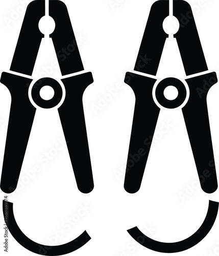 Jumper Cable Clamps Silhouette Vector Illustration
