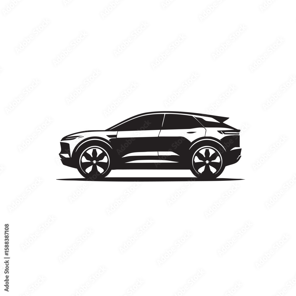 Fototapeta premium Minimalist Car Icon – Black and White Silhouette of a Vehicle