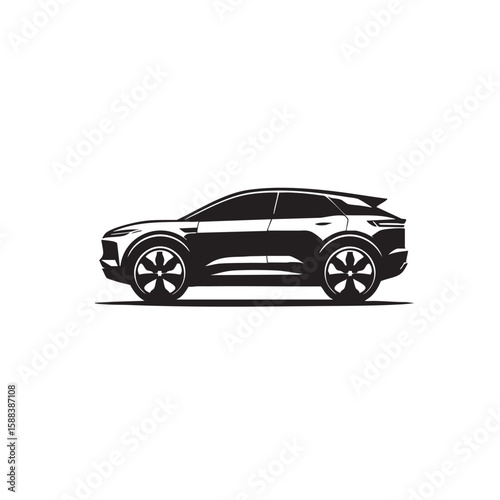 Minimalist Car Icon – Black and White Silhouette of a Vehicle