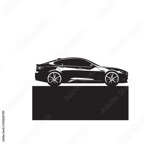 Minimalist Car Icon – Black and White Silhouette of a Vehicle