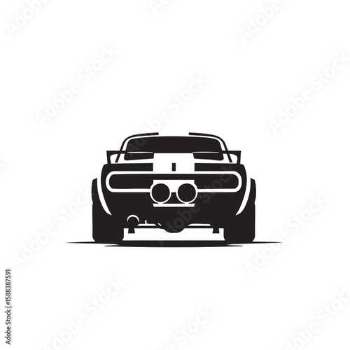 Minimalist Car Icon – Black and White Silhouette of a Vehicle