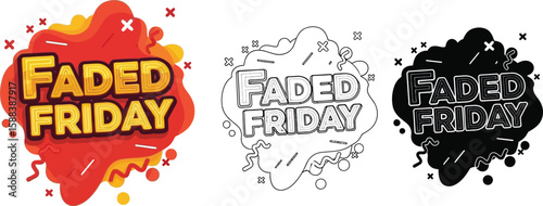 Faded friday sale banner vector design template for promotional marketing and social media post design editable