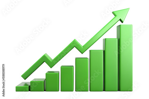 A green arrow trending upwards over a bar chart, isolated on a transparent background Free Download A green arrow trending upwards over a bar chart, isolated on a transparent background - GFXLoad