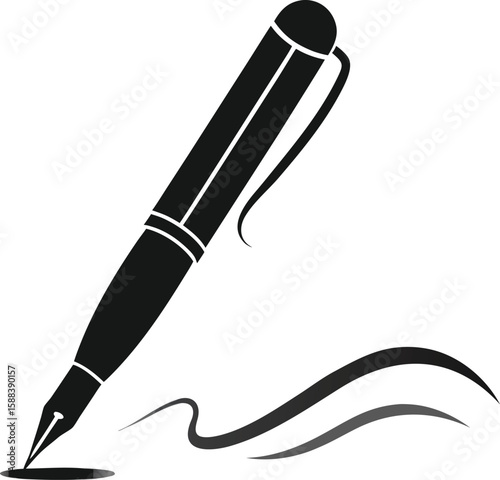 trendy black silhouette vector pen writing