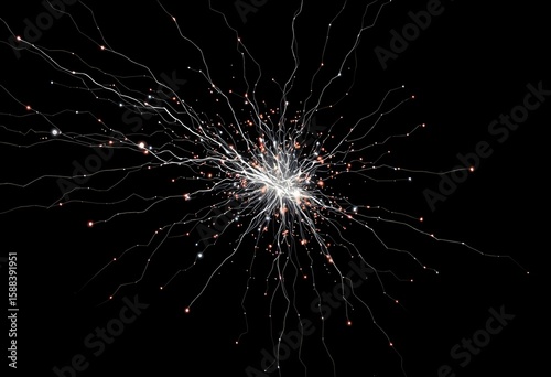 Neural Energy Spark Burst on Black