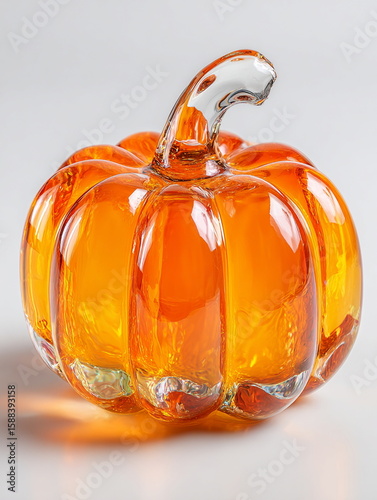  Glass Pumpkin with orange liquid Decoration on Light Background

